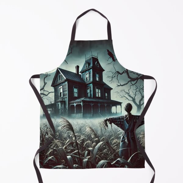 Item preview, A scarecrow stands in a misty cornfield near a haunted house designed and sold by aminz4.