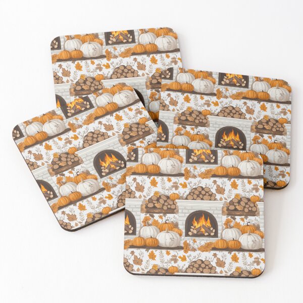 Item preview, Cozy Atmosphere with Pumpkins and Fireplace designed and sold by MidArtForge.