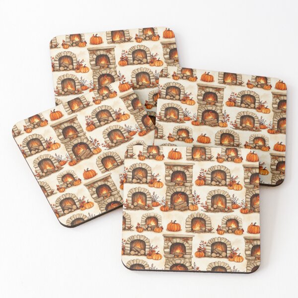 Item preview, Cozy Atmosphere with Pumpkins and Fireplace designed and sold by MidArtForge.