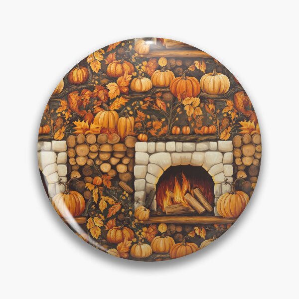 Item preview, Cozy Atmosphere with Pumpkins and Fireplace designed and sold by MidArtForge.