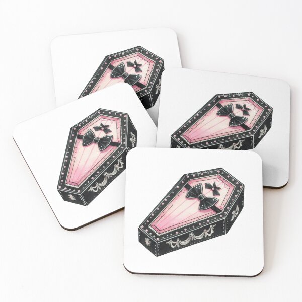 Item preview, Pink Halloween coffin with a bow designed and sold by CleanDecor.