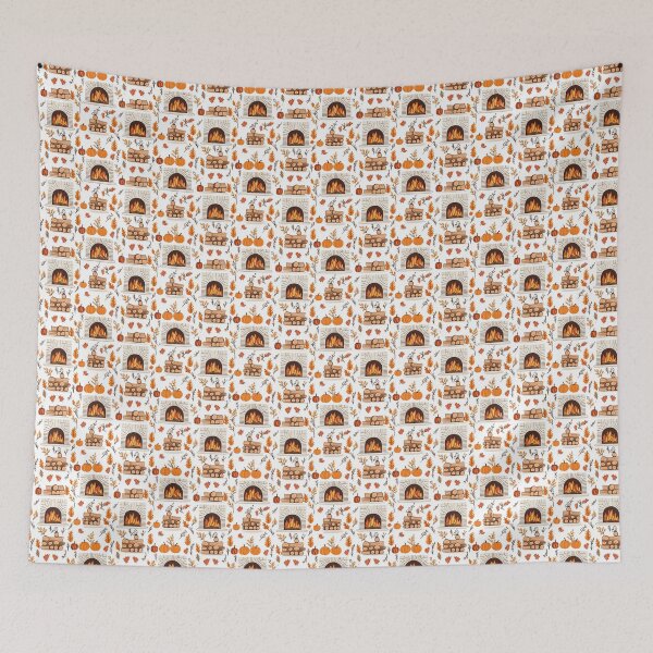 Item preview, Cozy Atmosphere with Pumpkins and Fireplace designed and sold by MidArtForge.
