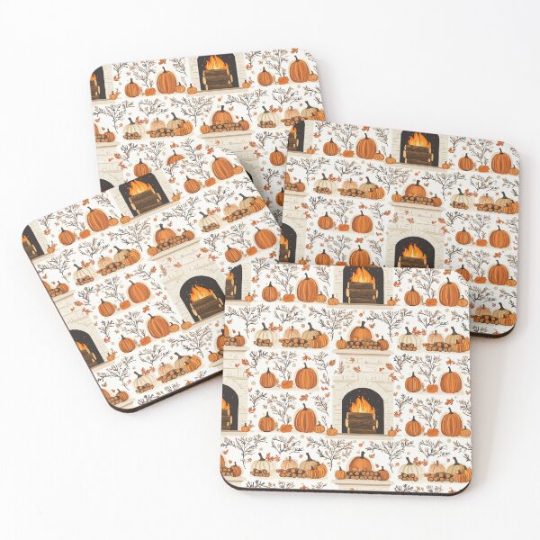 Item preview, Cozy Atmosphere with Pumpkins and Fireplace designed and sold by MidArtForge.