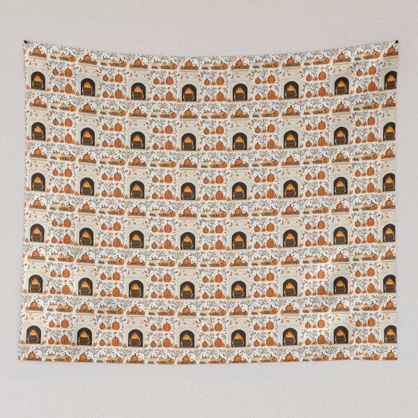 Item preview, Cozy Atmosphere with Pumpkins and Fireplace designed and sold by MidArtForge.