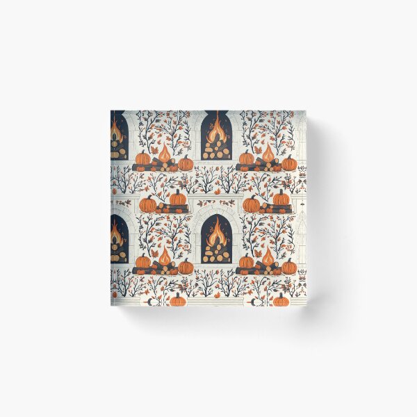 Item preview, Cozy Atmosphere with Pumpkins and Fireplace designed and sold by MidArtForge.