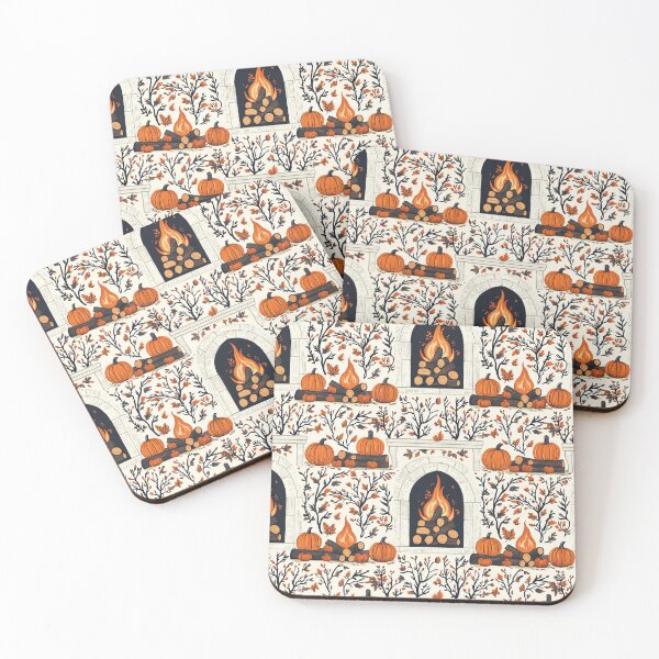 Item preview, Cozy Atmosphere with Pumpkins and Fireplace designed and sold by MidArtForge.