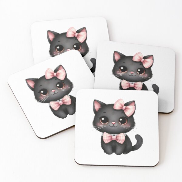 Item preview, Pink Halloween black cat with a bow designed and sold by CleanDecor.