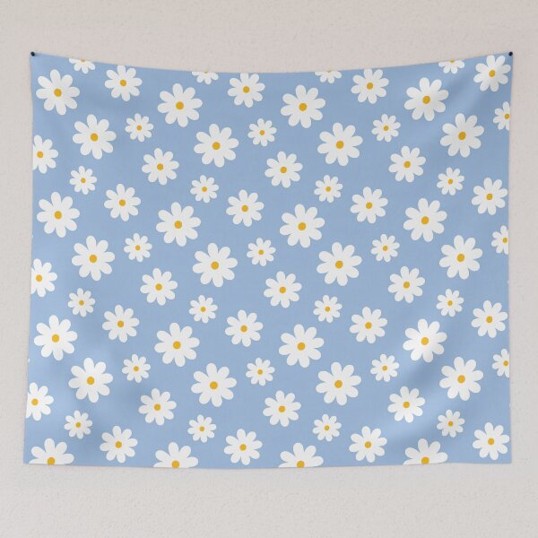 Item preview, white daisies on periwinkle blue  designed and sold by BuxomBabe21.