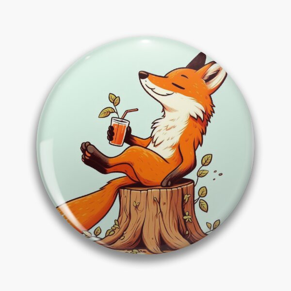 Artikelvorschau, Chillender Fuchs auf einem Baumstamm mit Getränk entworfen und verkauft von Nataschaaa.