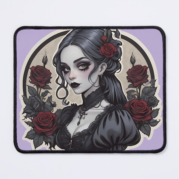 Item preview, Roses and Goth Girl Lady Gothic Female Portrait designed and sold by MadnessEnvelope.
