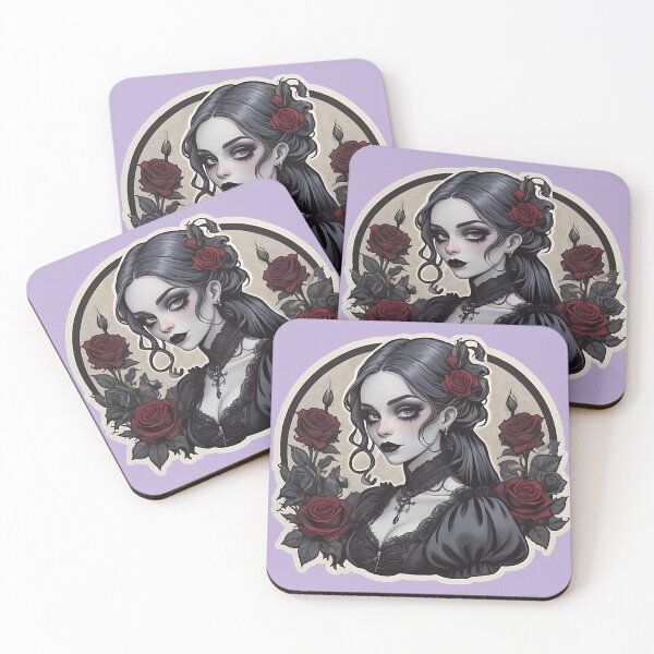 Item preview, Roses and Goth Girl Lady Gothic Female Portrait designed and sold by MadnessEnvelope.
