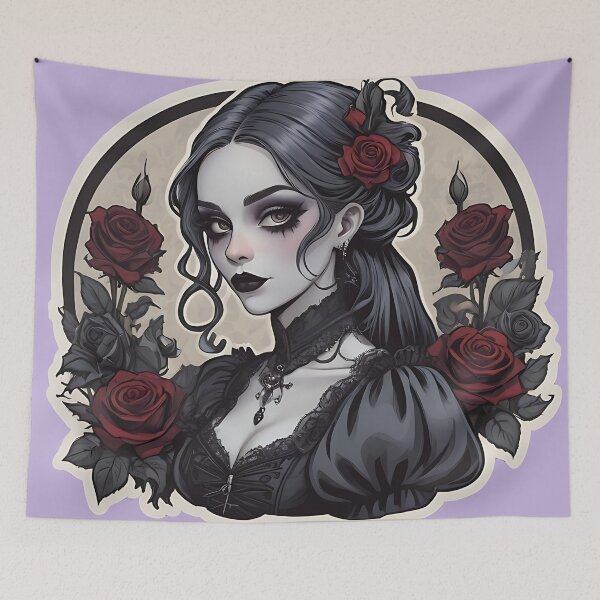 Item preview, Roses and Goth Girl Lady Gothic Female Portrait designed and sold by MadnessEnvelope.