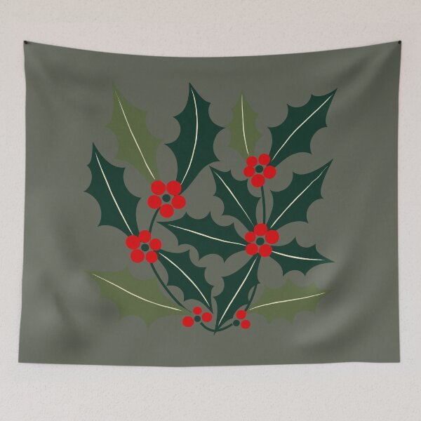 Item preview, Holly Berry Leaves Mid Century Modern Style designed and sold by taiche.
