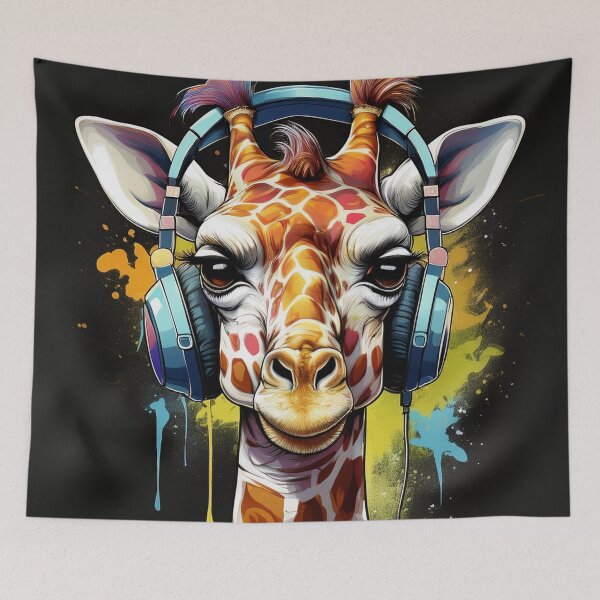 Item preview, Graffitti Girafe in Headphones  designed and sold by Boxing Kangaroo Retail Company.