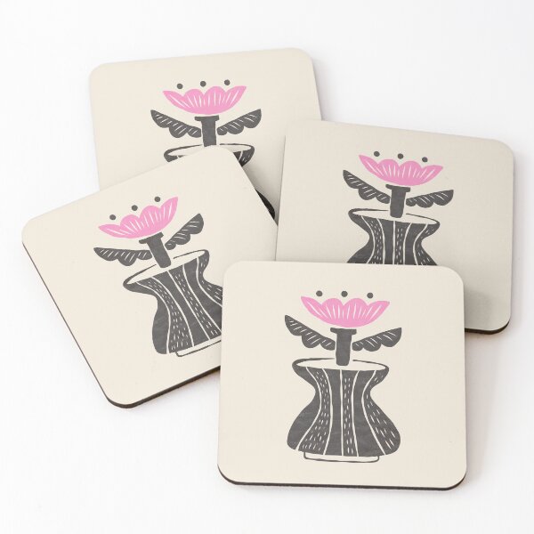 Item preview, Modern Folk Flower Vase in Black and Pink designed and sold by Scrapbooking Stickers by Annomaria.