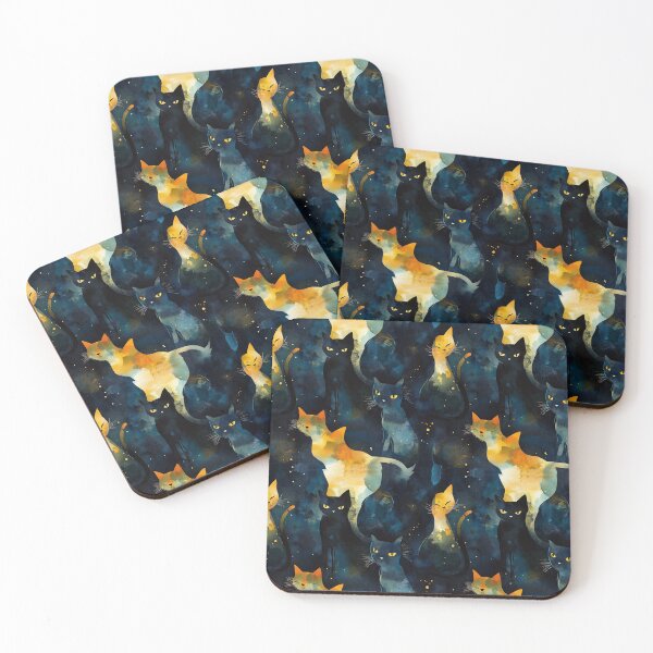 Item preview, cats with dark theme by watercolor designed and sold by Palmate-m.