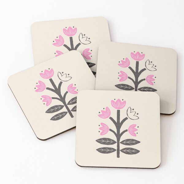 Item preview, Modern Folk Flower in Black and Pink designed and sold by Scrapbooking Stickers by Annomaria.