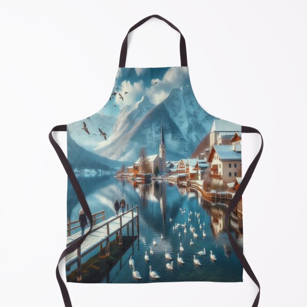 Item preview, Winter wonder: snow-capped peaks, crystal-clear lake and majestic church under bright sun designed and sold by FotoworldEdel.