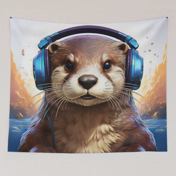 Item preview, Complete and Otter in Headphones  designed and sold by Boxing Kangaroo Retail Company.