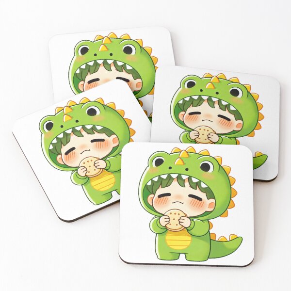 Item preview, Chibi Child in Dinosaur Costume Eating Cookie designed and sold by Little Care Studio.