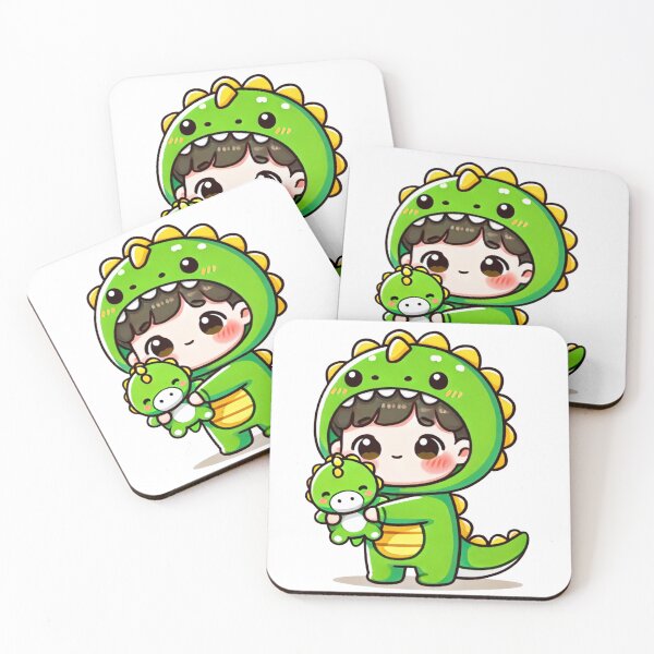 Item preview, Chibi Child in Dinosaur Costume Holding Toy designed and sold by Little Care Studio.