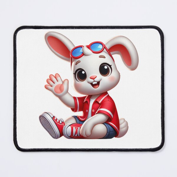 Item preview, Friendly Bunny in Red Outfit Waving designed and sold by Little Care Studio.