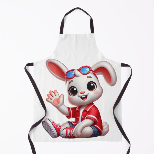 Item preview, Friendly Bunny in Red Outfit Waving designed and sold by Little Care Studio.