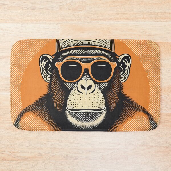 Item preview, Halftone Chimpanzee in Sun hat designed and sold by Boxing Kangaroo Retail Company.