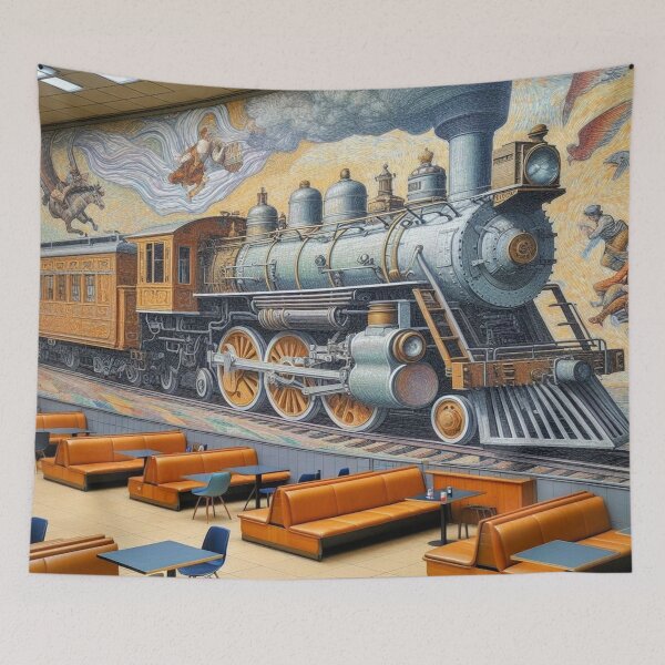 Item preview, Majestic western locomotive steams into historic station building designed and sold by FotoworldEdel.