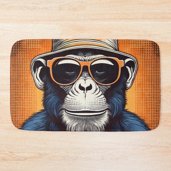 Item preview, Halftone Chimpanzee in Sun hat designed and sold by Boxing Kangaroo Retail Company.