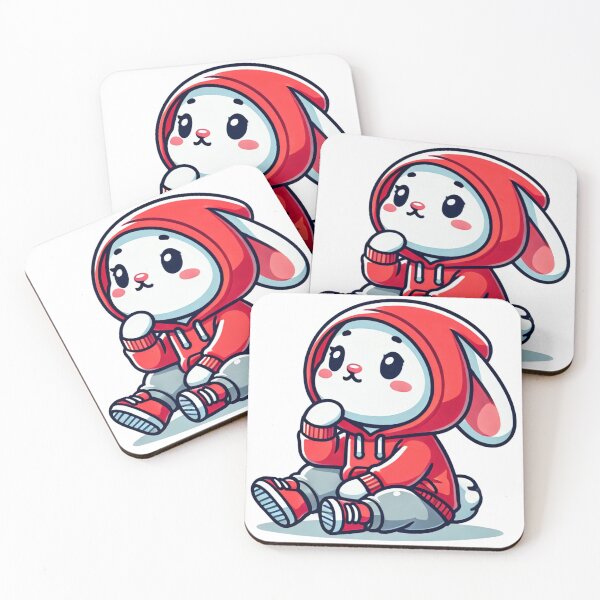 Item preview, Cute Bunny Sitting in Red Hoodie designed and sold by Little Care Studio.