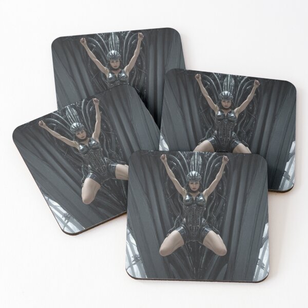 Item preview, Scifi H.R Giger inspired art of a woman attached to a cybernetic machine, cool cyberpunk art designed and sold by Vintage Designs +.