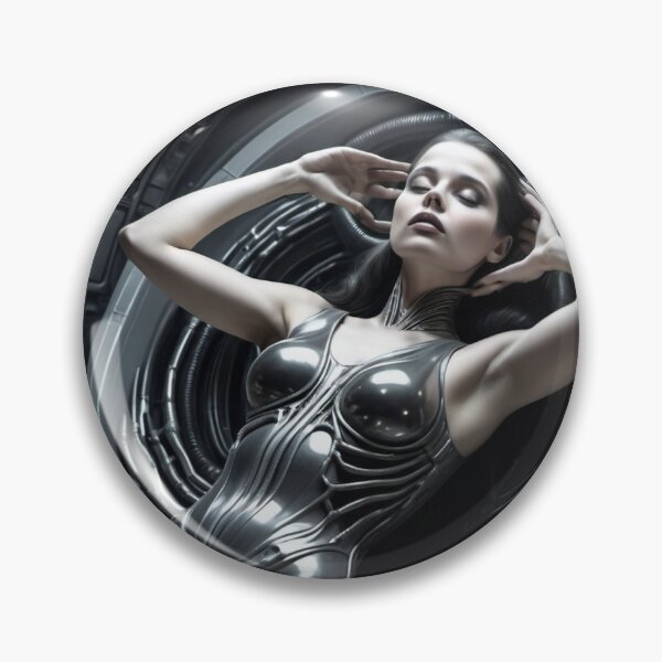 Artikelvorschau, Scifi H.R Giger inspirierte Kunst einer Frau, die an eine kybernetische Maschine angeschlossen ist, coole Cyberpunk-Kunst entworfen und verkauft von Vintage Designs +.
