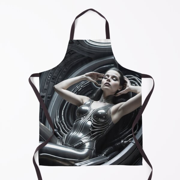 Item preview, Scifi H.R Giger inspired art of a woman attached to a cybernetic machine, cool cyberpunk art designed and sold by Vintage Designs +.
