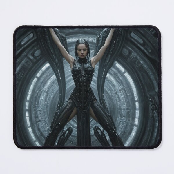 Item preview, Scifi H.R Giger inspired art of a woman attached to a cybernetic machine, cool cyberpunk art designed and sold by Vintage Designs +.