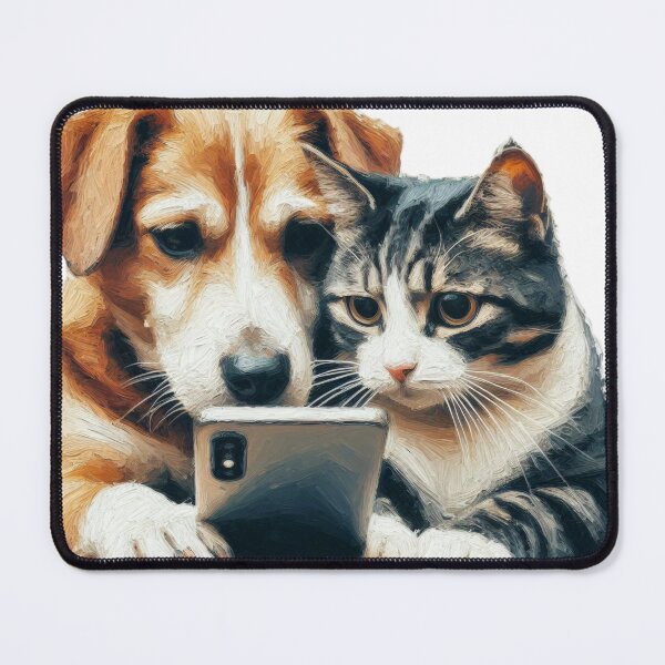 Aperçu de l'œuvre Chien, chat et téléphone créée et vendue par shymuscat.