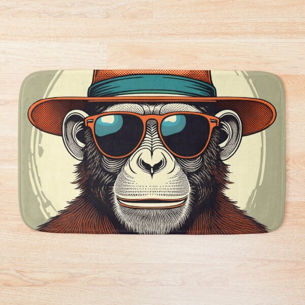Item preview, Halftone Chimpanzee in Sun hat designed and sold by Boxing Kangaroo Retail Company.