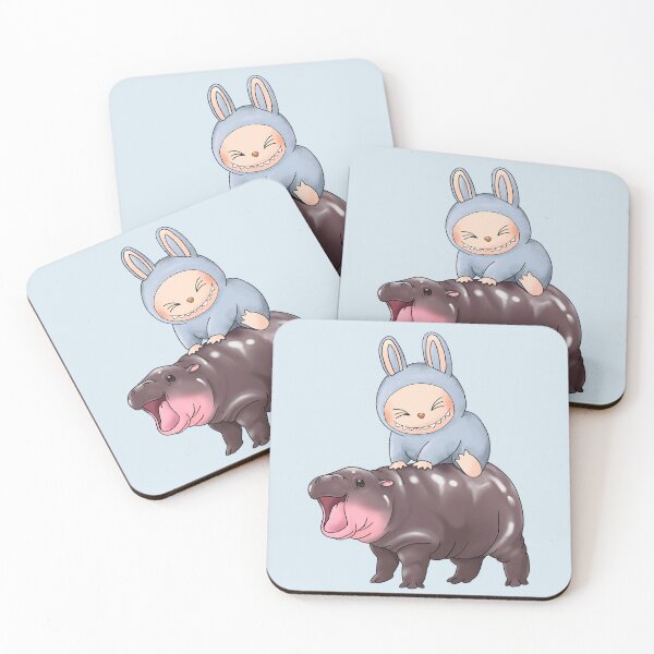 Item preview, Labubu Riding Moo Deng Macaron Sesame Bean Hehe Cute designed and sold by jepchan.