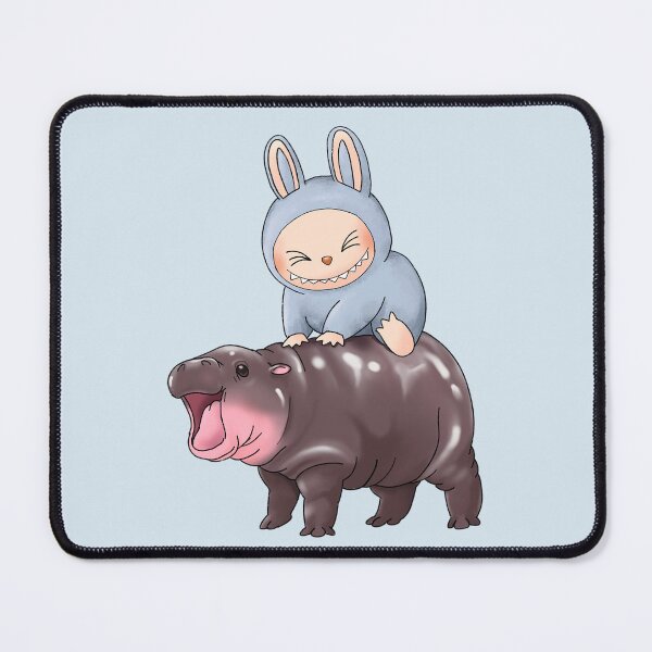 Item preview, Labubu Riding Moo Deng Macaron Sesame Bean Hehe Cute designed and sold by jepchan.