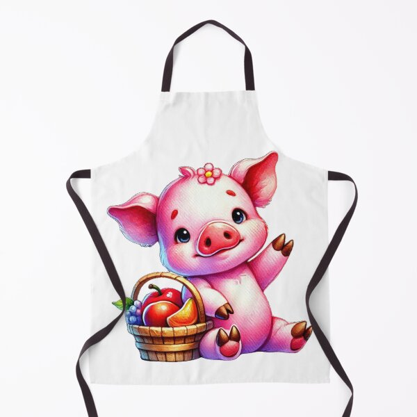 Item preview, Cute Pig with Fruit Basket Illustration designed and sold by Little Care Studio.