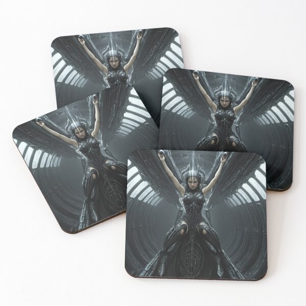 Item preview, Scifi H.R Giger inspired art of a woman attached to a cybernetic machine, cool cyberpunk art designed and sold by Vintage Designs +.