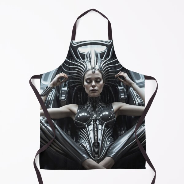 Item preview,  Scifi H.R Giger inspired art of a woman attached to a cybernetic machine, cool cyberpunk art designed and sold by Vintage Designs +.