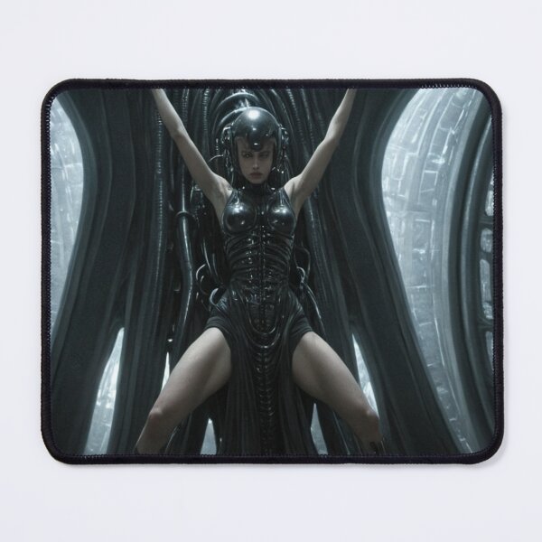 Item preview, Scifi H.R Giger inspired art of a woman attached to a cybernetic machine, cool cyberpunk art designed and sold by Vintage Designs +.