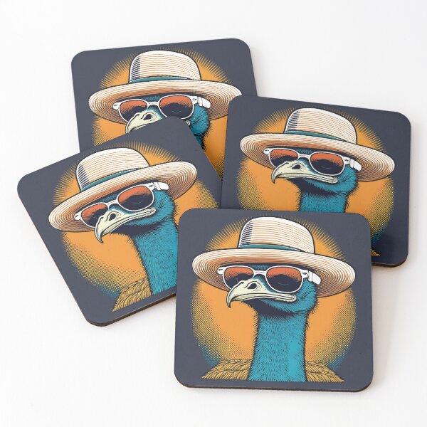 Item preview, Halftone Ostrich in Sun hat designed and sold by Boxing Kangaroo Retail Company.