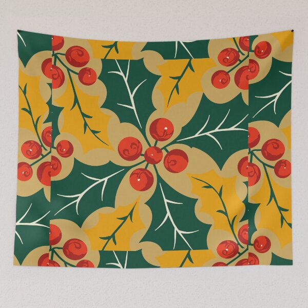 Item preview, Holly Leaves Retro Modern Big Print Pattern designed and sold by taiche.