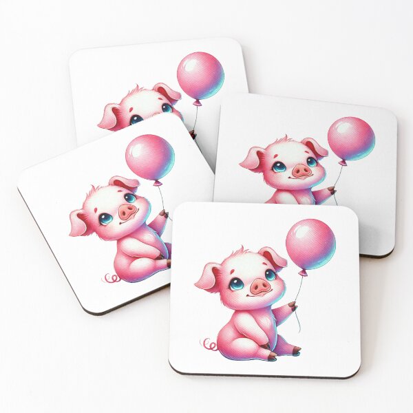 Item preview, Cute Pig Holding Pink Balloon designed and sold by Little Care Studio.
