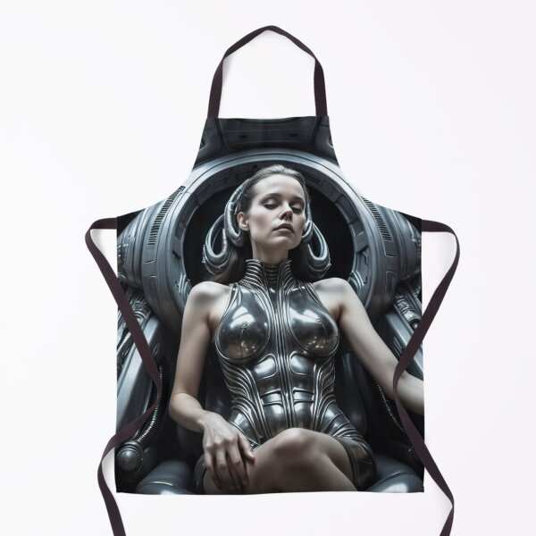 Item preview, Scifi H.R Giger inspired art of a woman attached to a cybernetic machine, cool cyberpunk art designed and sold by Vintage Designs +.