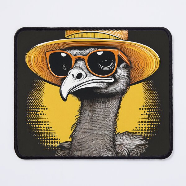 Item preview, Halftone Ostrich in Sun hat designed and sold by Boxing Kangaroo Retail Company.