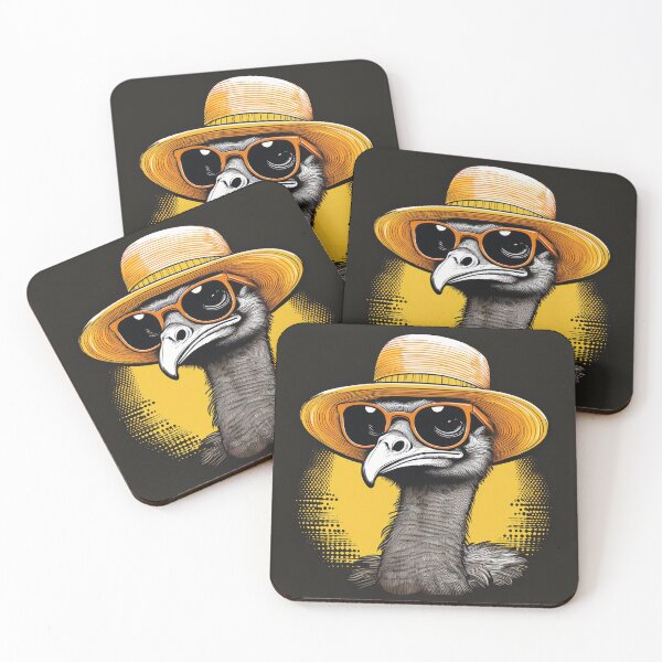 Item preview, Halftone Ostrich in Sun hat designed and sold by Boxing Kangaroo Retail Company.