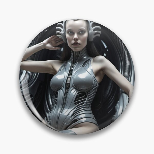 Artikelvorschau, Scifi H.R Giger inspirierte Kunst einer Frau, die an eine kybernetische Maschine angeschlossen ist, coole Cyberpunk-Kunst entworfen und verkauft von Vintage Designs +.